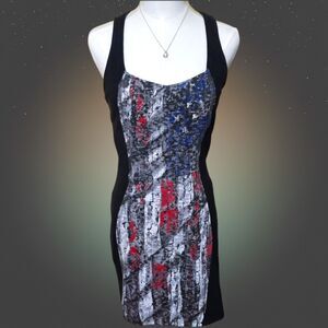 Metal Mulisha 2000s Y2K‑Inspired Moto Flag Racerback Bodycon Mini Dress Sz M